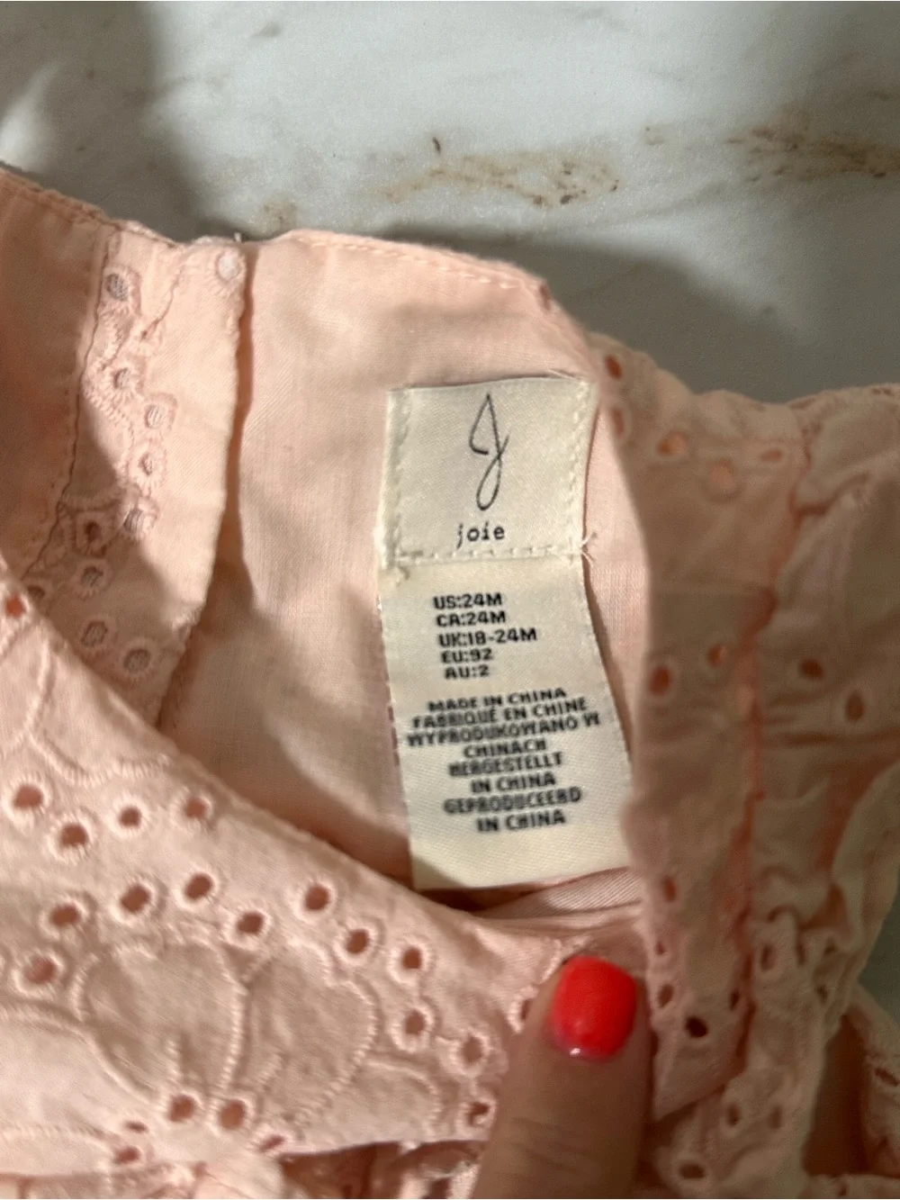 Joie Baby Girls Pink Eyelet Ruffle Tiered Dress 18-24M